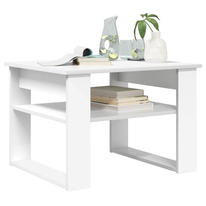 vidaXL - Salontafel - Wit - 64 - x - 54 - x - 44 - cm - Bewerkt - hout