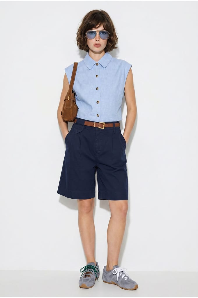 Hoogwaardige Tailleshorts met Ceintuur