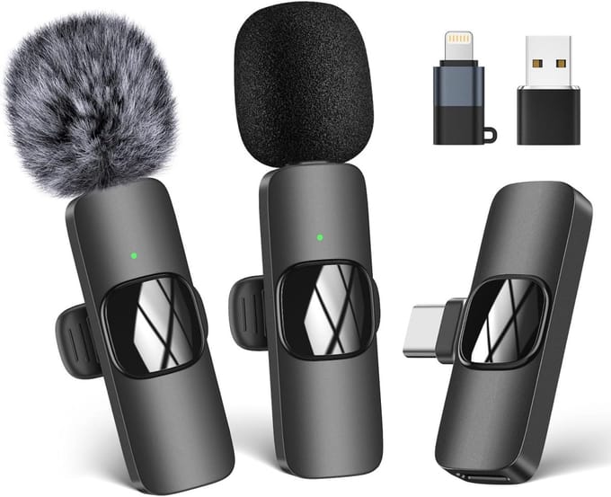 TOVBMUP Microfoon - Draadloze microfoon - Draadloze dasspeldmicrofoon - USB-C-interface - Ruisonderdrukking - Plug and Play - Geschikt voor video-opnames, vlogs, TikTok en YouTube
