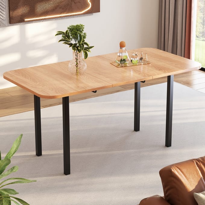 MODENUIT Uitschuifbare Eettafel - Verstelbaar 120 Tot 160 Cm - Voor Eethoek En Woonkeuken - MDF - Eikenkleur