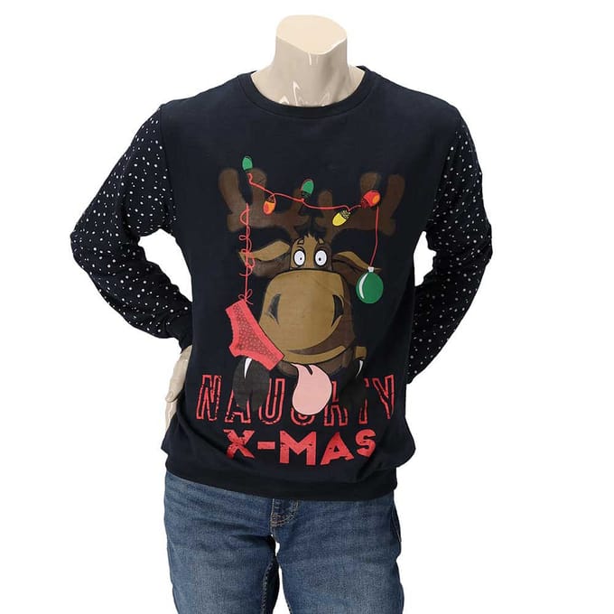 Kerst trui - Heren - Blauw / XXL