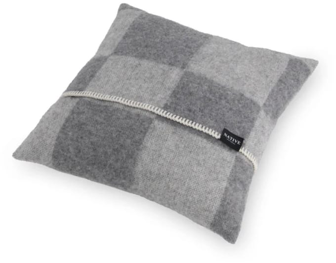 WOOOL Kussen - CHECKERBOARD (Grijs) - 45x45cm - 100% Wol