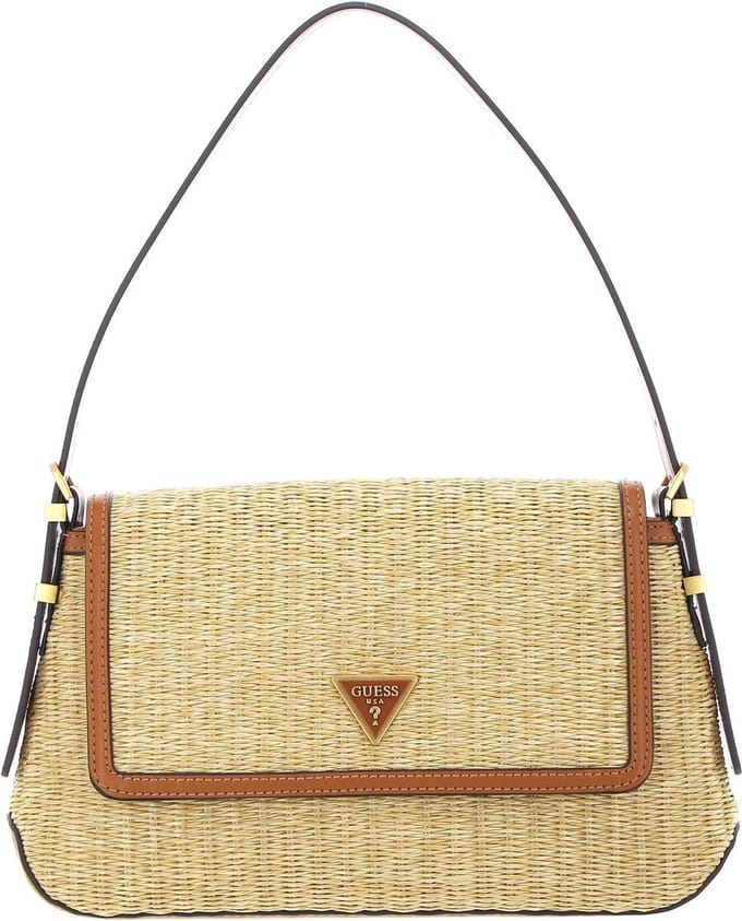 GUESS schoudertas handtas Desideria Flap Shoulder Bag Natural / Cognac Lichtbruin