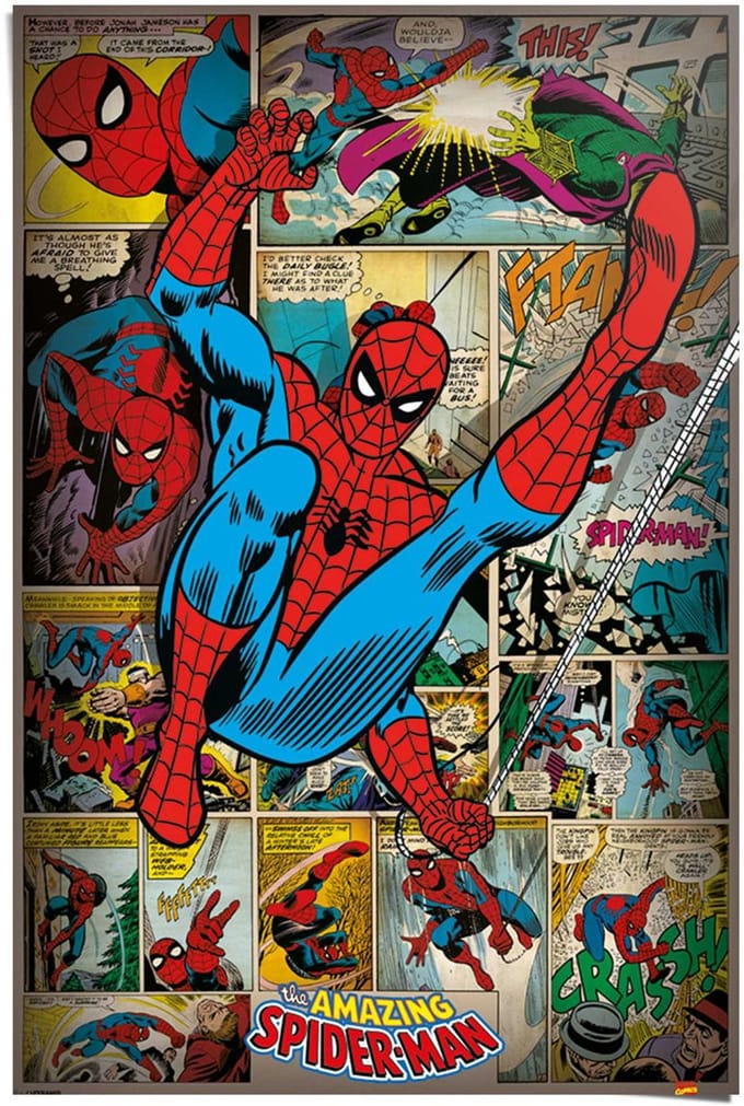 Poster Marvel Comics - spider man retro - 91,5 x 61 - Papier - REINDERS