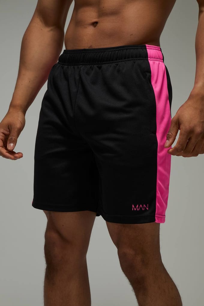 Man Active Colour Block Zip Pocket 7inch Basic Training Short | Black | Size Medium