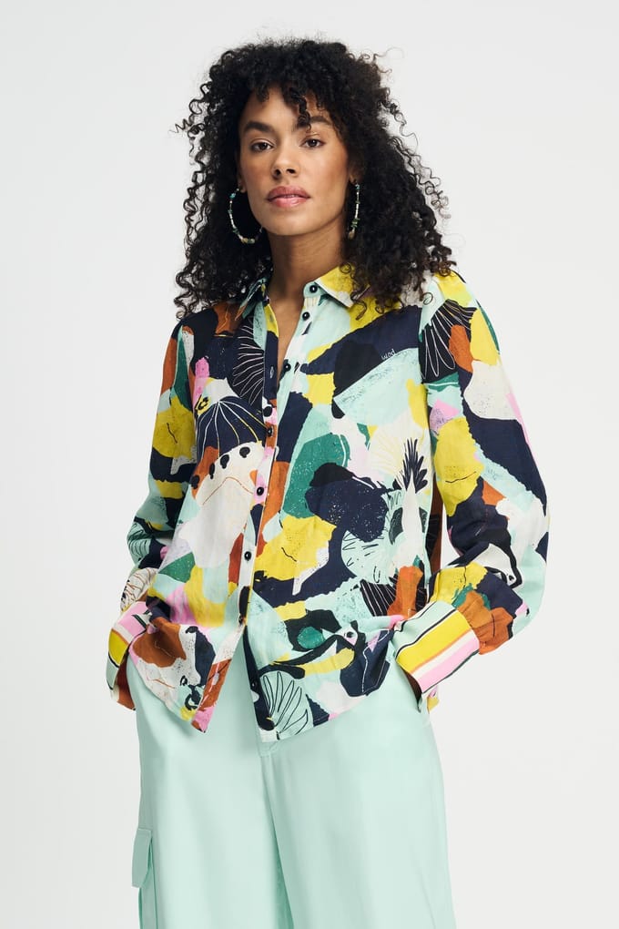 POM Amsterdam Blouse - Paradise Linen Größe: 36 | Blusen Outlet | Damen | Weiß