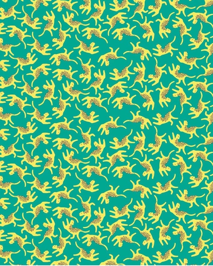 Decopatch papier Luipaard groen en geel FLUO