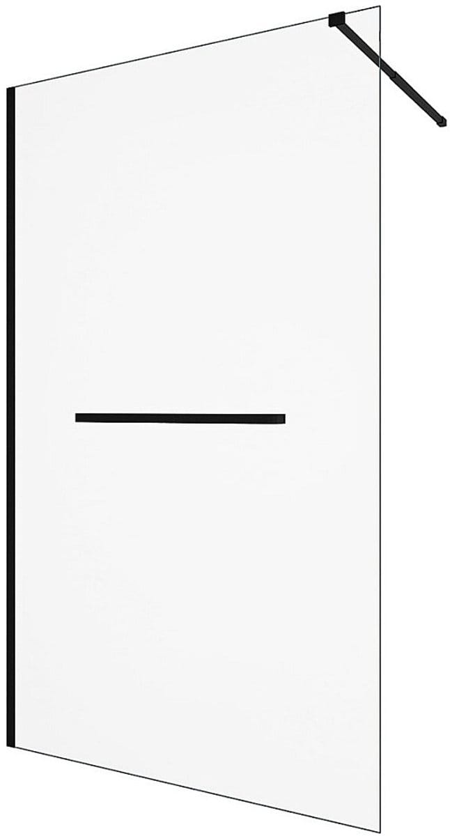 Vente-unique Inloopdouchescherm met handdoekhouder - 120 x 200 cm - Mat zwart - Gehard glas - KRISTEN