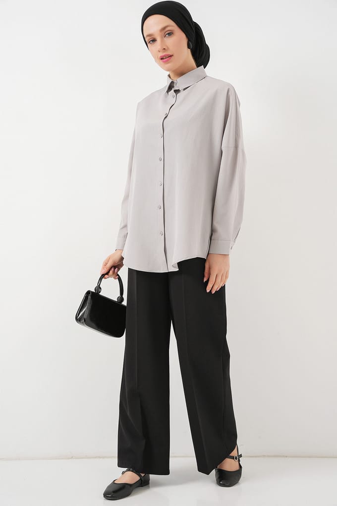 Ontspannen Pasvorm Poplin Shirt met Knoopsluiting