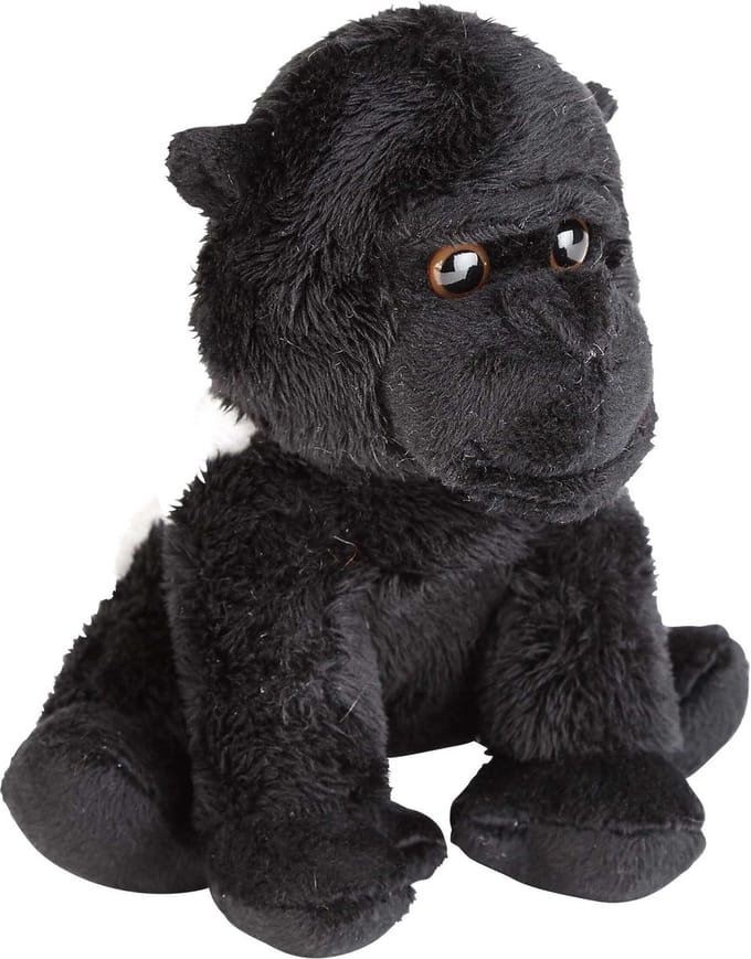 Ravensden pluche knuffel dier Gorilla aap - zwart - 15 cm - Speelgoed apen knuffelbeesten