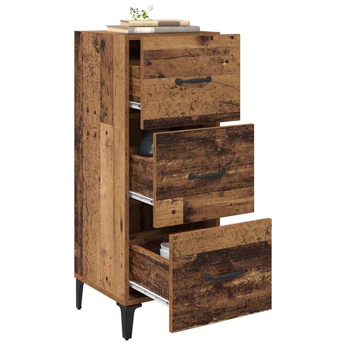 vidaXL - Dressoir - Oud - Hout - 34,5 - x - 34 - x - 90 - cm - Bewerkt - hout