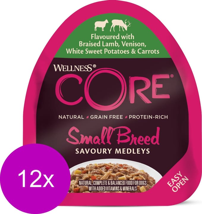 Wellness Core Small Breed Savoury Medleys 85 g - Hondenvoer - 12 x Lam&Hert