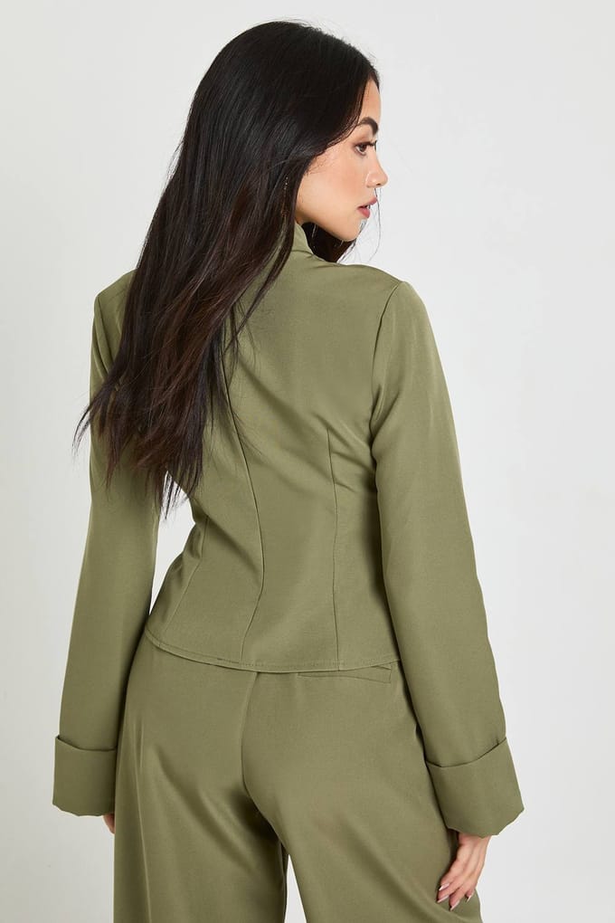 boohoo Dames Hoge Hals Peplum Top | Donkere Olijf | Maat: 44
