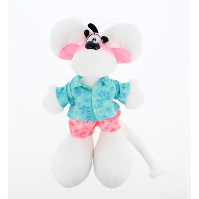 Diddl - zachte pluchen knuffel - 30cm - geborduurde accenten - Diddl in turquoise