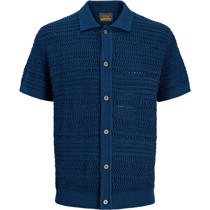 modern fit vrijetijdsoverhemd in tricotlook met knoopsluiting