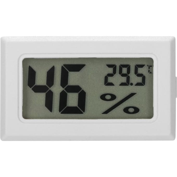 Huisdier Reptiel Hygrometer Ingebouwde Aquarium Thermometer met Groot Digitaal Display Wit gray