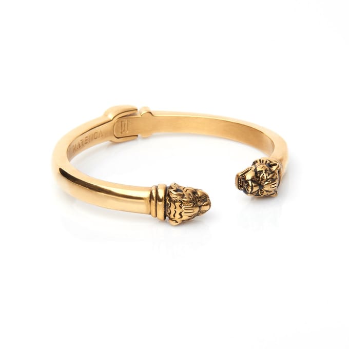 Marenca Gouden Heren Cuff Armband met Tijgerkoppen (M)