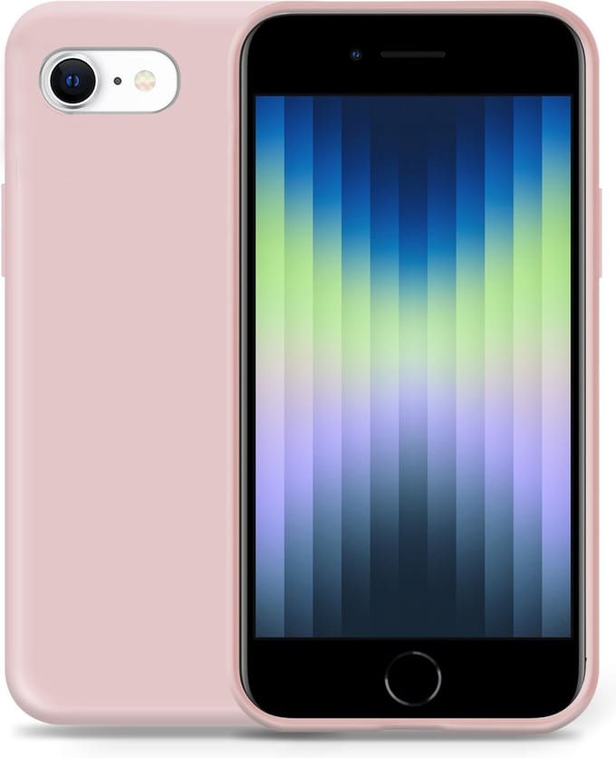 Geschikt voor iPhone SE 2022 Hoesje - Suède Back Cover Case Rose