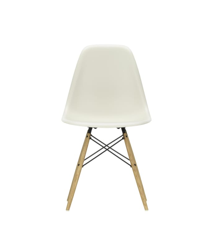 Vitra - DSW Eames Plastic Sidechair - kiezelsteen RE - honingkleurig essenhout - beige