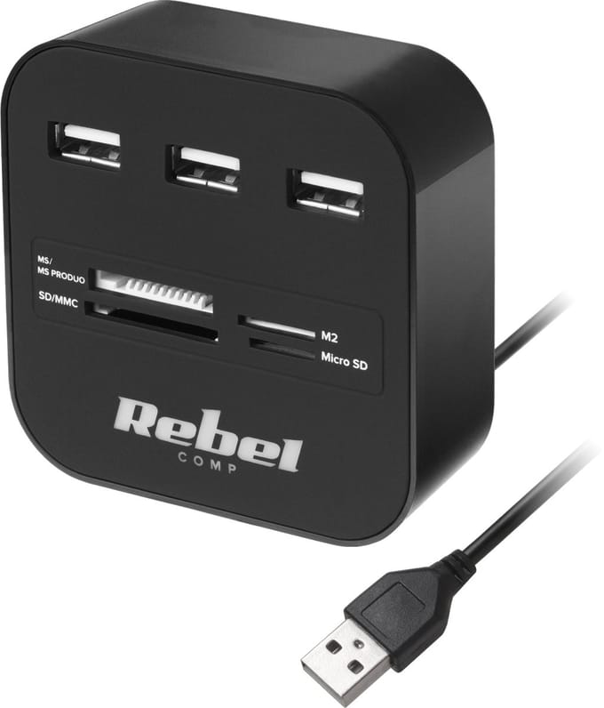 Rebel - USB 2.0 Hub - Splitter - 480 Mb/s - MicroSD