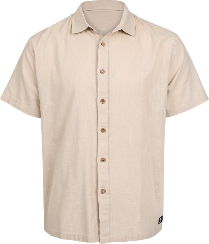 Brunotti - Sirrak - Shirt Feather Grey - Heren - 100% Katoen - Button Up Short-Sleeve - S