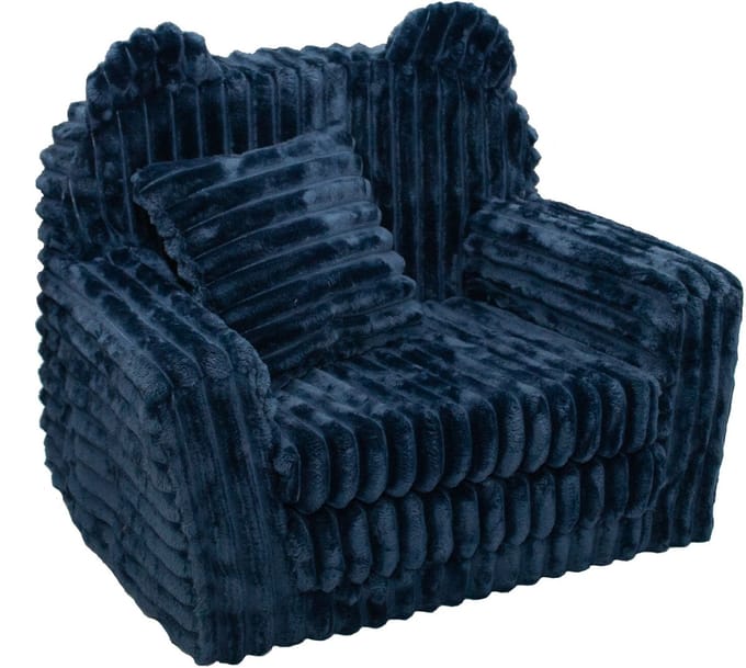 Kinderfauteuil - corduroy - blauw - beren thema