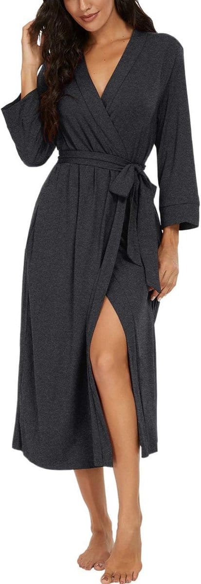 Zachte Kimono Badjas voor Dames met Mouwen en Zakken