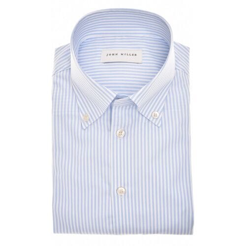 John Miller Overhemd Button-Down Cotton Non-Iron Allover Stripe Licht Blauw / male