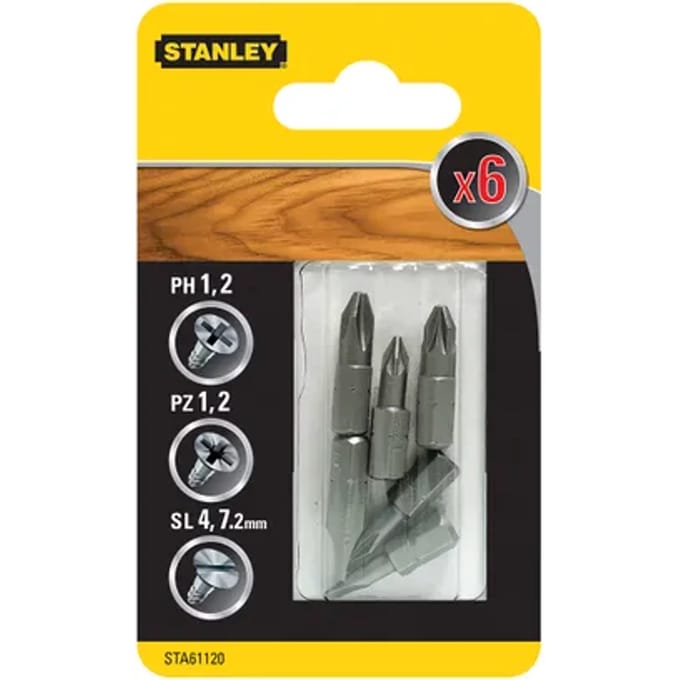 Stanley Schroefbitset - Sta61120-xj - Phillips, Sleuf En Zeskant - 25mm - 6-delig