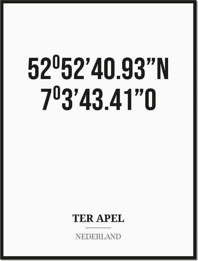 Poster/kaart TER APEL met coördinaten