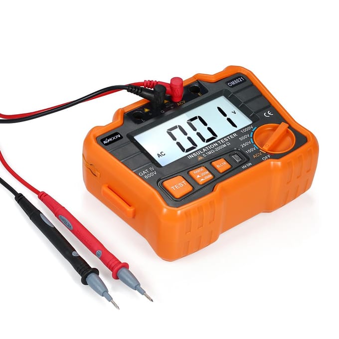 KKmoon Isolatieweerstandstester DCV ACV Meter 1000V Grond Megger Megohmmeter MegOhm Voltmeter oranje