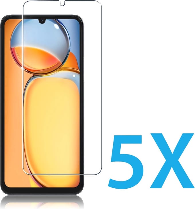 Glasplaatje Geschikt voor: Xiaomi Redmi 13C / Poco C65 - 5x Screenprotector - screen protector - glas - bescherm - beschermglas