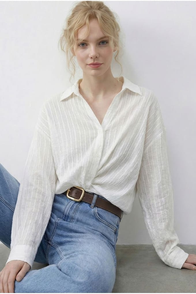 Losse Pasvorm Gestreepte Blouse met Strikdetails