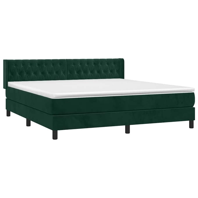 vidaXL - Boxspring - met - matras - fluweel - donkergroen - 160x200 - cm
