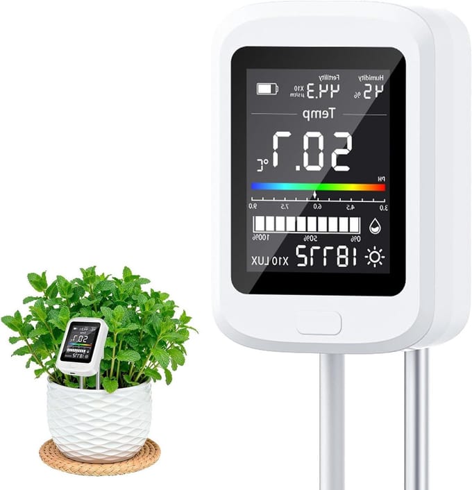 Vloer pH-tester - Bodem analyzer - Planten verzorgen - 6-in-1 meting - 24 cm - Wit
