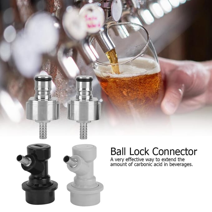 2 stuks roestvrijstalen carbonatiedop met 2 stuks wartel kogelkoppeling voor bier brouwen gray