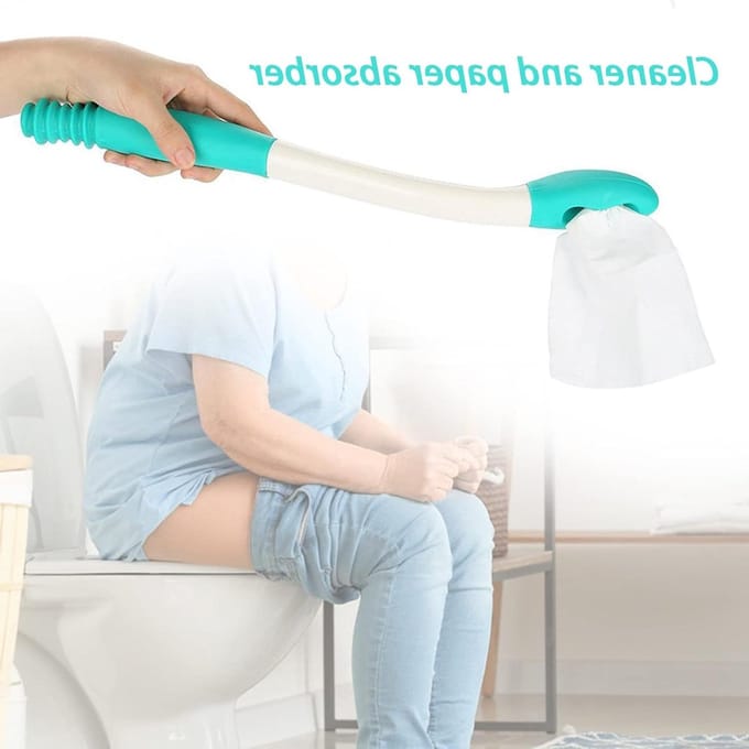 Wc-hulp - Afveeghulp Toilet - Zelfstandig Afvegen - Ergonomisch Ontwerp - 40 cm Lengte - Grijs