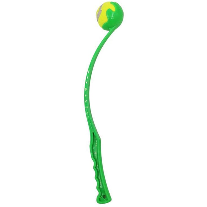Handmatige Hondenbal Werper met Bal Ergonomisch Handvat Interactieve Hondentennisbal Werper voor Buiten groen