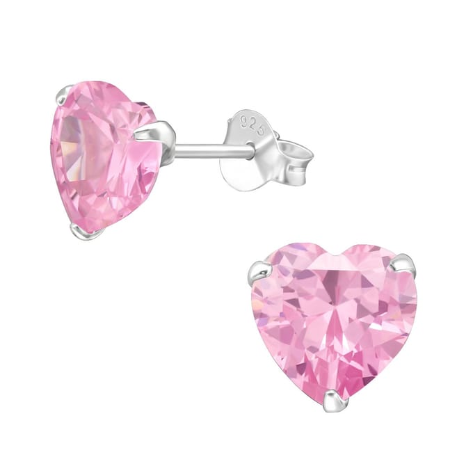 Montebello Oorbellen Elsie Pink - 925 Zilver E-Coating - Hart - Ø8mm