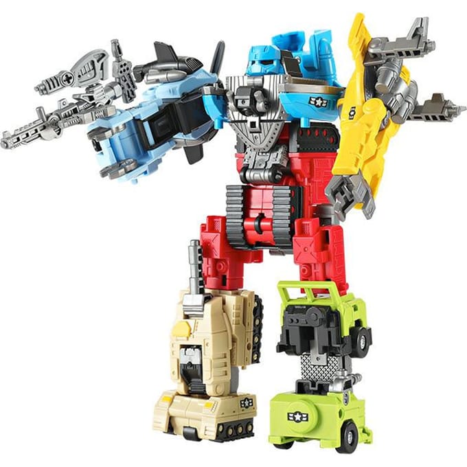6-IN-1 Auto Transformatie Gecombineerde Robot Actiemodel Tank Vrachtwagen Vervorming Constructor Model Assemblage Speelgoed Voor Kinderen gray