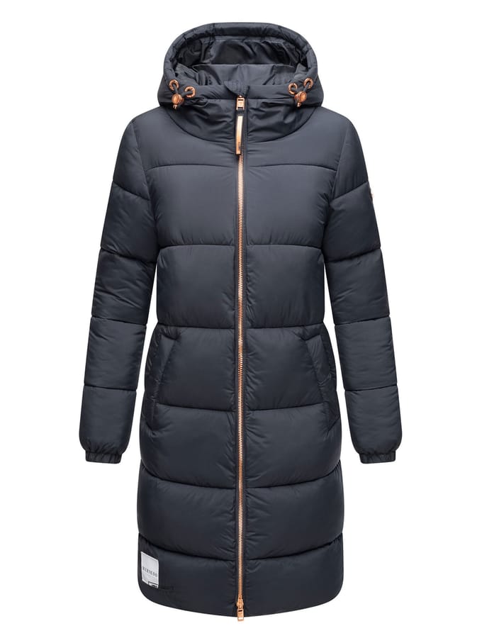 Marikoo lange dames gewatteerde winterjas met capuchon – Nomadiaa