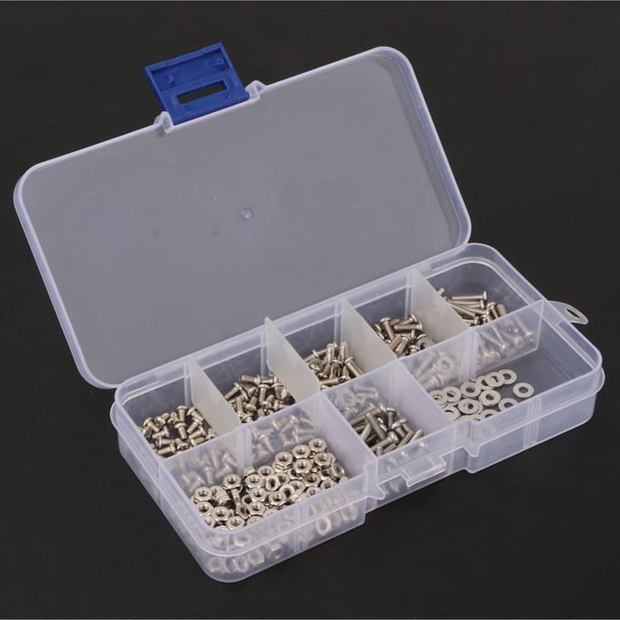 360 stuks M2.5 Kruiskop RVS Schroef Bout Moer Ring Assortimentsset