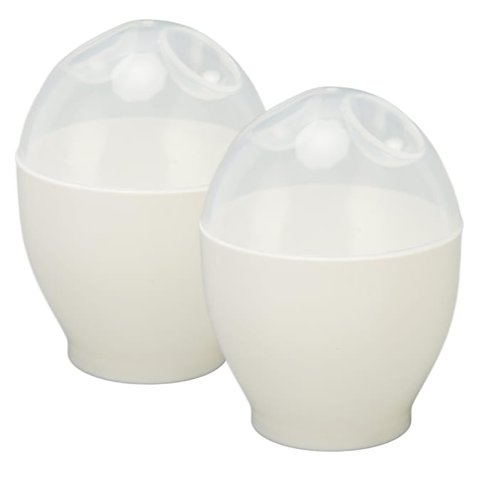 2 STUKS Magnetron Eierkoker Maker Pocheerder ABS Draagbaar Mini Snel Eierkoken Kookbeker voor Keuken L white