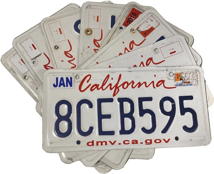 Originele Kentekenplaat Van California - USA Import