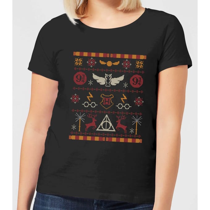 Harry Potter Knit dames kerst t-shirt - Zwart - M