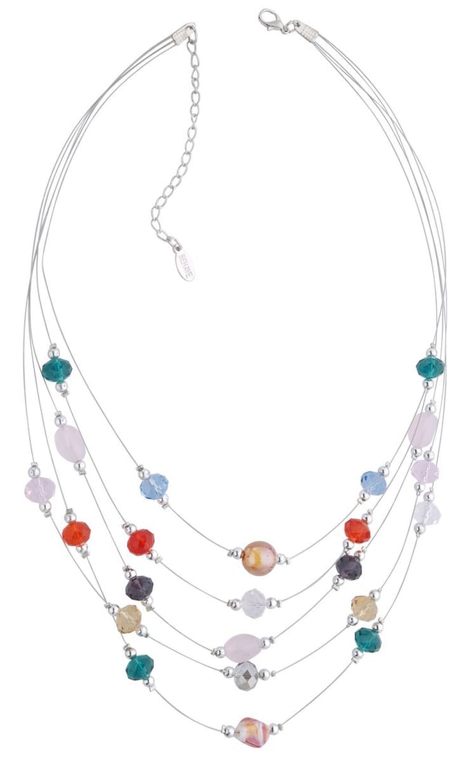Behave Ketting dames - layer ketting met multi kleur steentjes