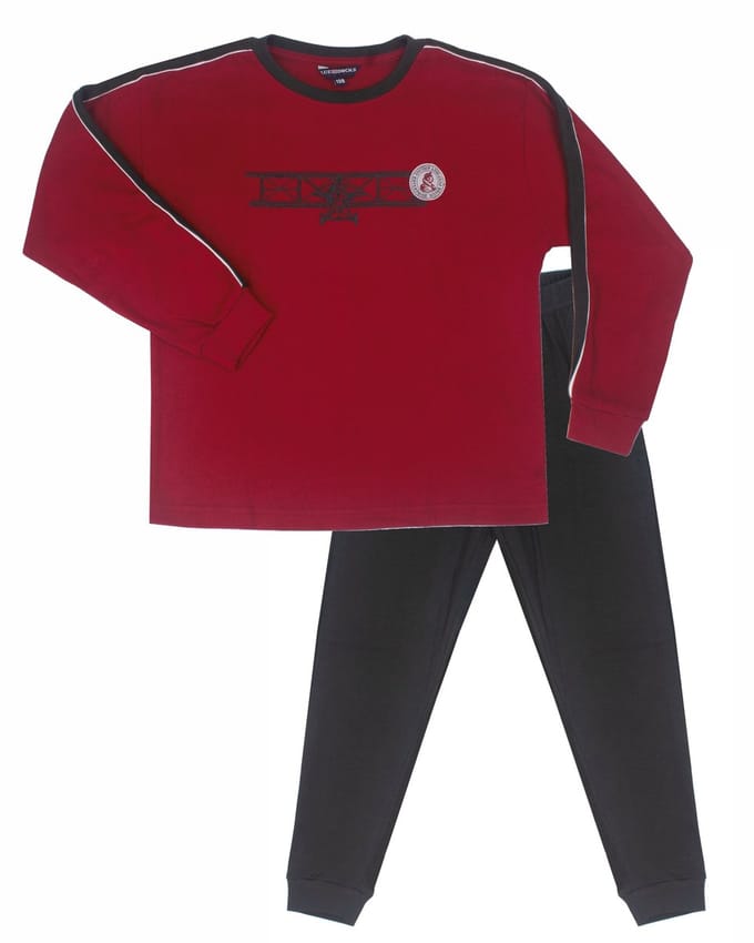 Blue Docks Jongens Pyjama -Lange Mouwen -Rood -maat 128