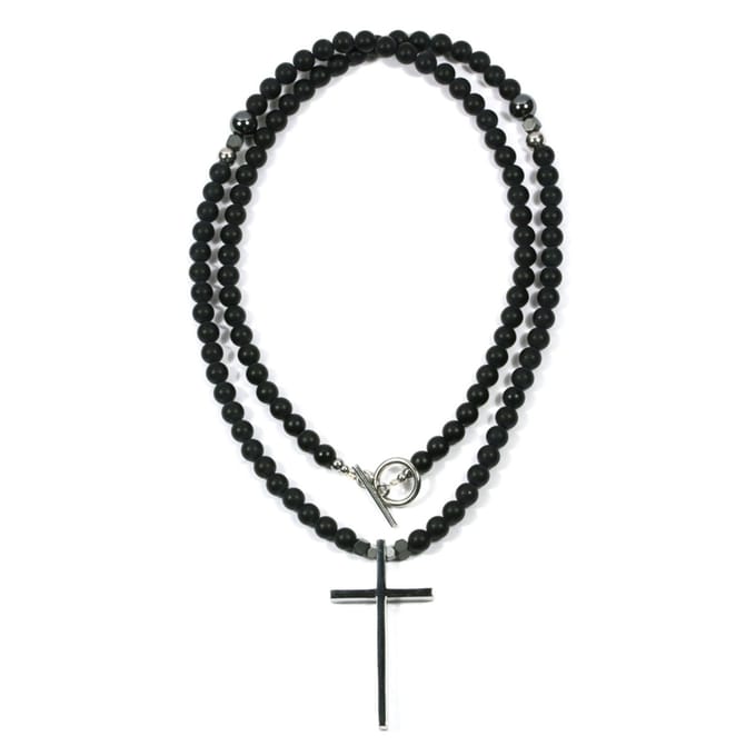 IbizaMen - onyx matte - 6mm - edelstaal - kruis - 70cm