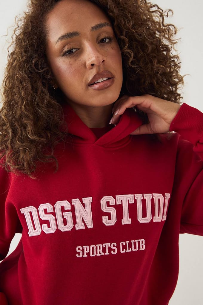Dames Dsgn Studio Applique Oversized Hoodie | Rood | Maat: Medium