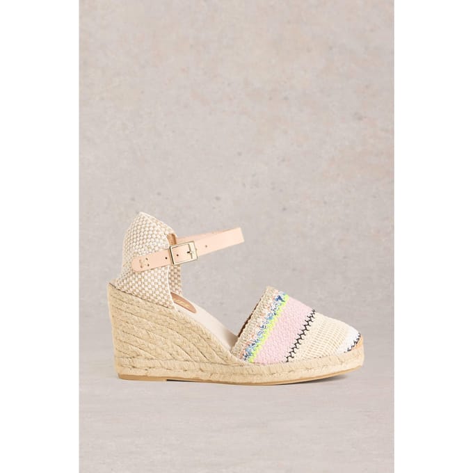 White Stuff Crochet Espadrille Wedge Ivory Multi Taglia: 7 | Infradito Outlet | Donna | Bianco
